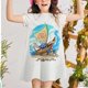 thumbnail image 2 of Niñas verano bohemio Disneyland Stitch princesa vestido de mujer playa sol falda niñas diario Casual Wear3T Gao Jinjia LED, 2 of 2