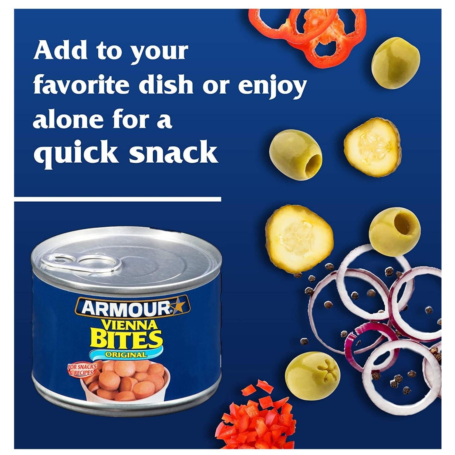 Armour Star Vienna Sausage Bites, Original Flavor, Canned Sausage, 10 OZ (Pack of 12) Ready to Eat Meat for Breakfast Lunch Snacks Meals, Premade Dinner