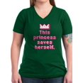 thumbnail image 1 of CafePress - This Princess Saves Herself T Shirt - Women's V-Neck Dark T-Shirt, 1 of 1