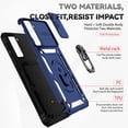 thumbnail image 5 of Phone Case for Samsung Galaxy S21 FE 5G with Tempered Glass Screen Protector and Slim Stand Hybrid Rugged Protective Cell Cover S 21 EF S21FE5G UW S21FE 21S G5 6.4 inch Women Men Blue, 5 of 13