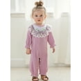 thumbnail image 5 of Rovasas Baby Girl Romper Floral Embroidery Lace Ruffled Long Sleeve Jumpsuit, 5 of 9
