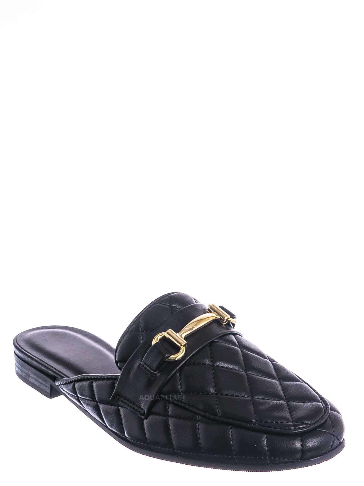 qupid flat trim loafer mules