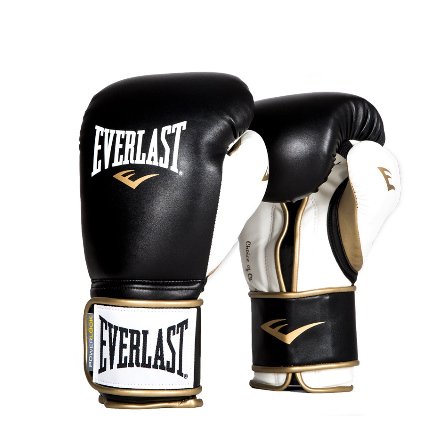 Everlast 14 oz Mens Powerlock Hook/Loop Gloves, Black-Gold