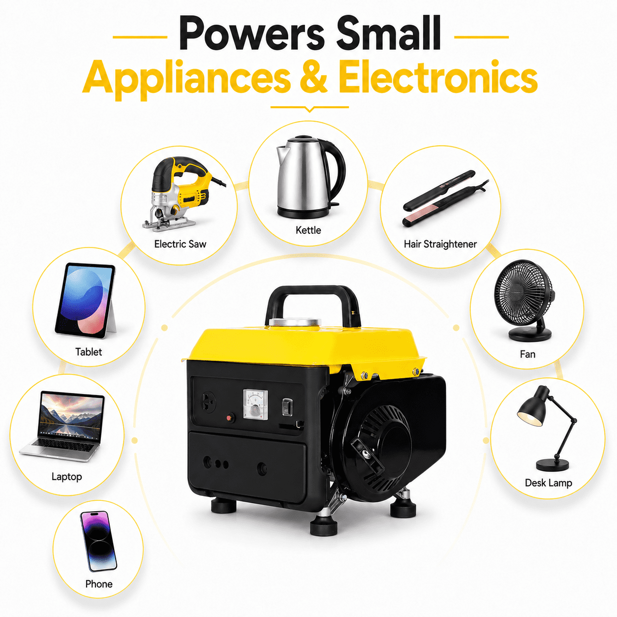 Portable Generator Gas Powered, Home Backup Generator Low Noise, 71CC Powerful Generator Portable w/Handle, 38.5lbs Light Weight Generator 2-stroke Engine