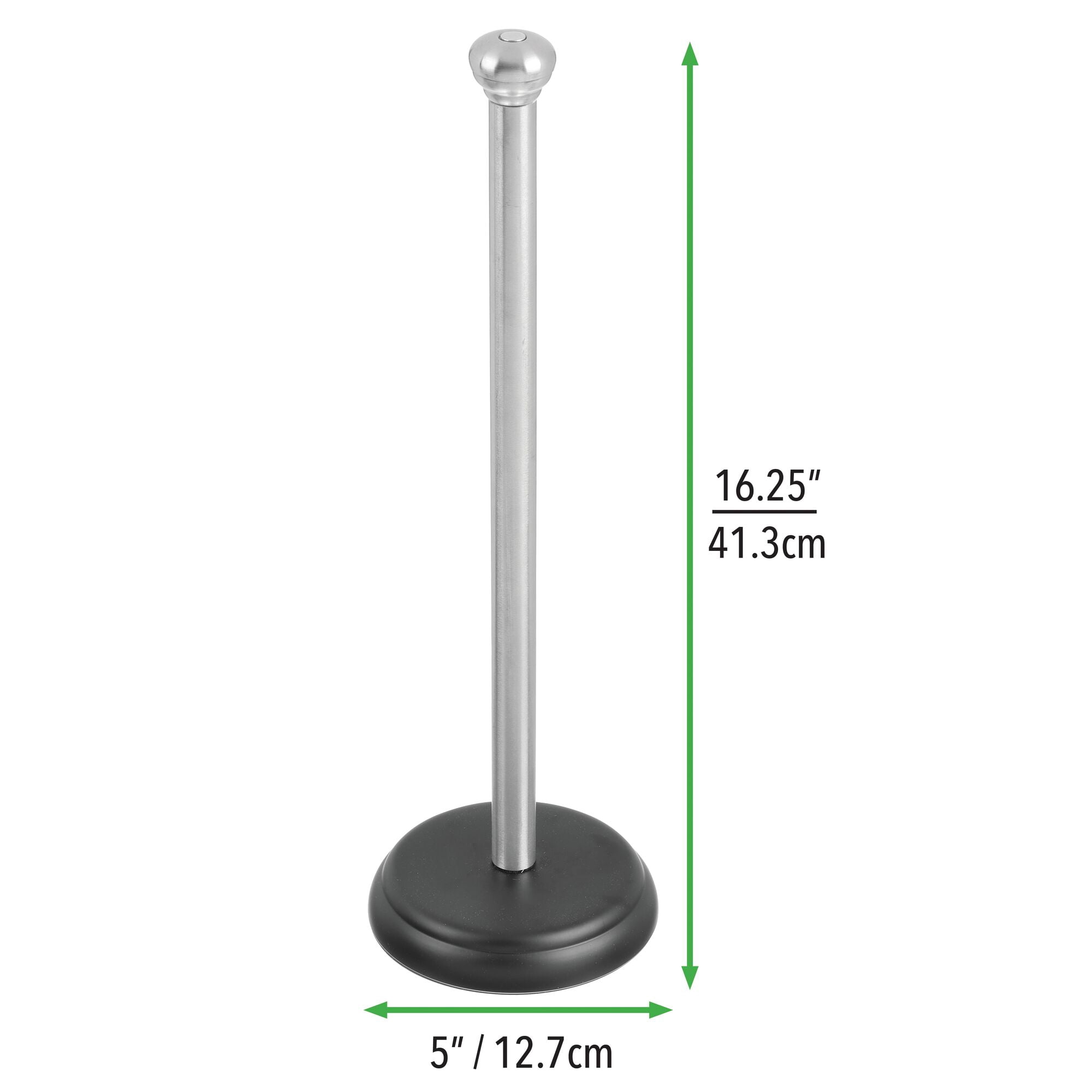 mDesign Metal Free-Standing Toilet Paper Holder - Brushed/Black