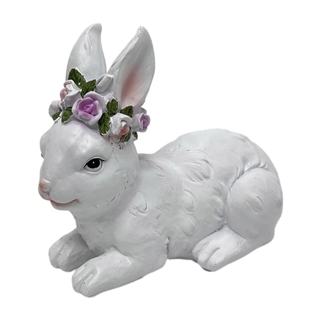 Figura de conejo de Pascua, estatua de conejo, hermosa pieza coleccionable para centro de mesa de Pascua Mintiendo