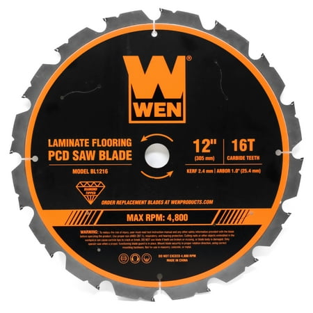 UPC: 0044459012160 | WEN 12-Inch 16-Tooth Diamond-Tipped (PCD) Professional Circular Saw Blade for Fiber Cement and Laminate Flooring