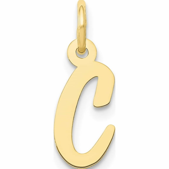 10K Yellow Gold Small Script Initial C Charm (17 X 8) Made In United States -Jewelry By Sweet Pea