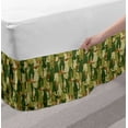thumbnail image 2 of Camo Bed Skirt, Kitten Silhouette Protective Cat Theme in Jungle Colors Animal Silhouettes, Elastic Bedskirt Dust Ruffle Wrap Around for Bedding Decor, 4 Sizes, Green Dark Green Cream, by Ambesonne, 2 of 2