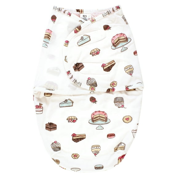 Hudson Baby Infant Girl Plush Faux Fur Swaddle Wrap, Sweet Bakery, 0-3 Months
