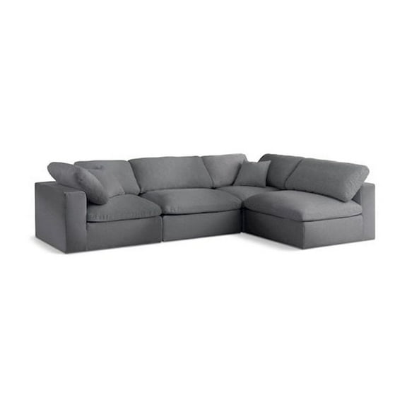 Meridian Furniture Serene Grey Linen Fabric Deluxe Modular Sectional