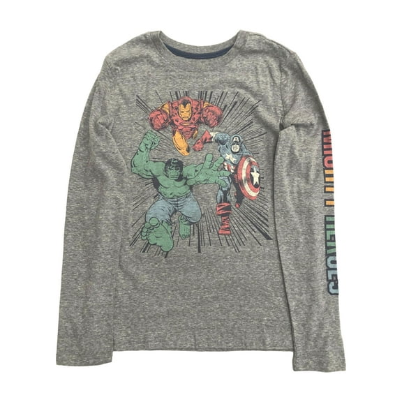 Sonoma Marvel Avengers Boys Long Gray Hulk Iron Man T-Shirt Tee Shirt 6