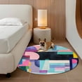 thumbnail image 2 of Round Rugs 5Ft, Colorful Geometric Round Area Rug Washable Indoor Throw Carpet, Color Block Modern Abstract Soft Non Slip Circle Rug for Cabinet Bathroom Home Decor Aesthetic, 2 of 8