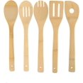 thumbnail image 1 of Juego de 5 cucharas de madera para cocinar, utensilios de cocina antiadherentes, para servir, voltear huevos, saltear, cocinar pescado, panqueques o para uso al aire libre, 1 of 6
