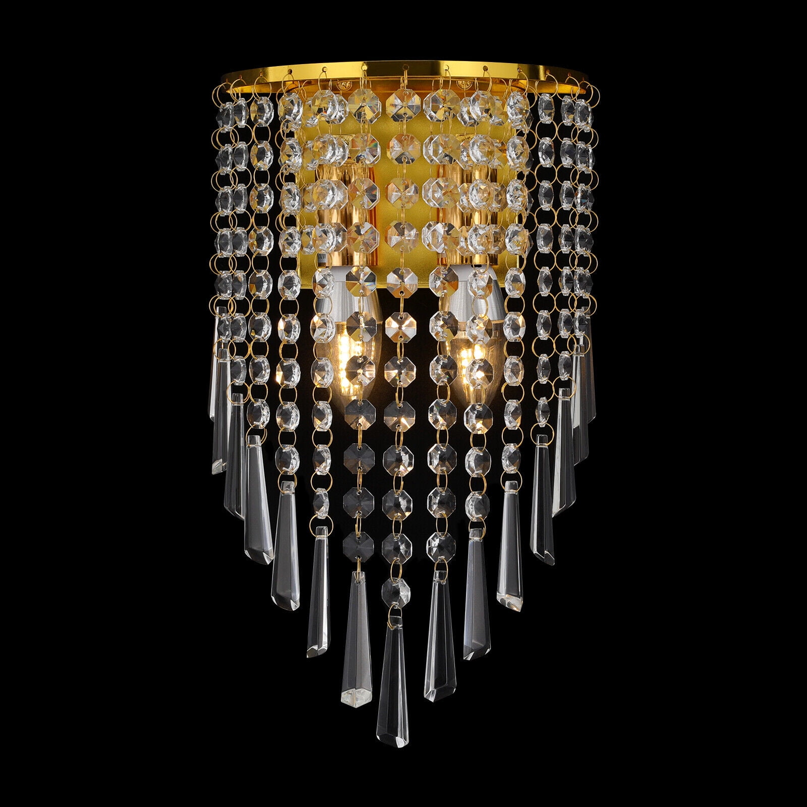 Crystal Wall Light Sconces - Modern Semicircle Wall Mount Lamp with Elegant Design, Dimmable Lighting Fixture for Bedroom, Living Room, and Hallway Decor