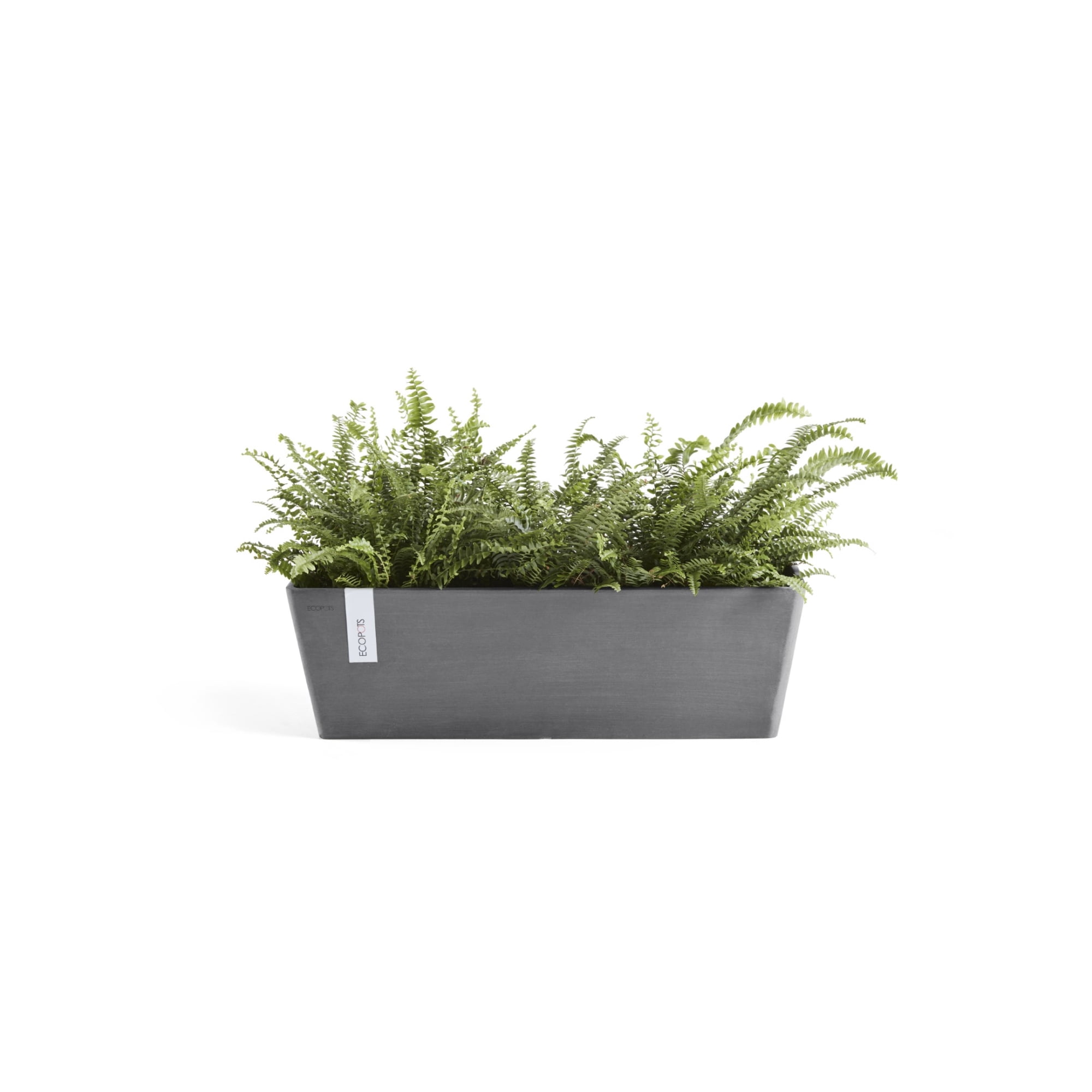 Ecopots Bruges Durable Modern Rectangular Indoor/Outdoor Recycled Based Composite Flower Pot Planter, Grey, 21.5"