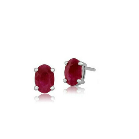 925 Sterling Silver Genuine Ruby 5X7 Oval Stud Earrings