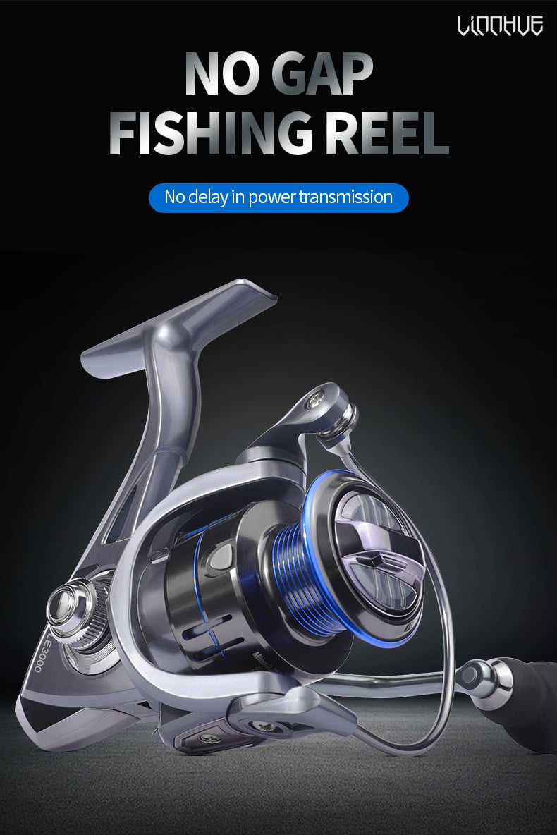 LINNHUE New Spinning Reel LE1000-6000 Screw-in Handle Fishing Reel Dark blue 5.2:1 High Speed 8kg Max Drag For Reel Fishing