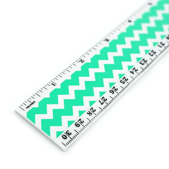 Teal Chevrons Pattern 12 Inch Standard and Metric Plastic Ruler