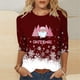 thumbnail image 2 of Camisetas de Navidad para Mujeres, 3/4 Manga Cuello Redondo Blusa con Estampado de Vacaciones, Top de Moda Casual, 2 of 5