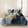 thumbnail image 3 of Full Quilt Set 78''x90'', Blue Black Yellow Oil Painting Lightweight Summer Bedspread Coverlet Set with 2 Pillow Shams, Modern Abstract Breathable All Season Quilt Bedding for Bedroom/Guest Room, 3 of 9