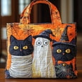 thumbnail image 4 of Shadoumai Halloween Quilted Tote Bag for Women, Pumpkin Black Cat Witch Hat Print Large Spacious Handbag, Reusable Shopping Bag, 4 of 6