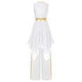 thumbnail image 3 of Haitryli Womens Praise Dance Outfit Asymmetric Hem Overlay Dress with Pants Worship Liturgical White XXL, 3 of 8