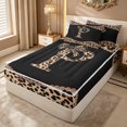 thumbnail image 2 of Erosebridal Leopard Print Letter P Zipper Queen Comforter Set with Fitted Sheet and 2 Pillowcases for Women Girls, Brown Crystal Bowknot Zipper Bedding Set, Black Reversible, 4 Pieces, 2 of 7