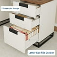 thumbnail image 3 of 59"  Executive Desk with File Drawer and Storage Cabinet, Wooden Computer Table with 3 Drawers for Work and Study, Antique White (Antique White with Black), 3 of 10
