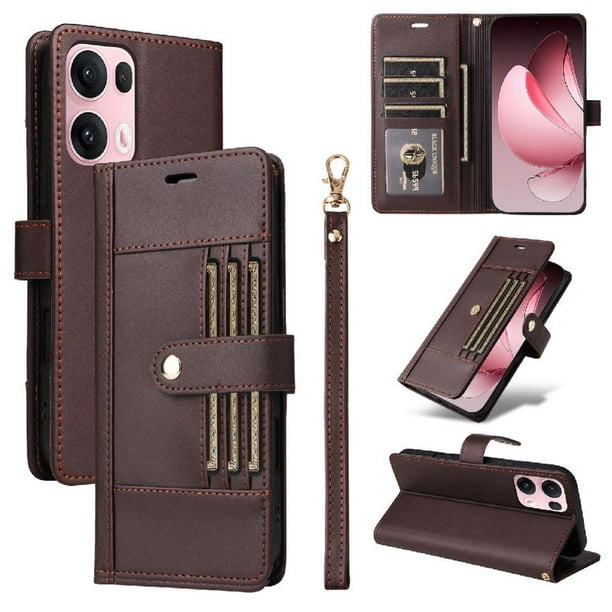 FOXDOCK Funda tipo Cartera para OPPO Reno 13 Pro 5G – Cubierta de Cuero PU con Múltiples Ranuras, Bolsillo para Efectivo y Correa de Muñeca