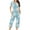 Light Blue, variant on Jamicy Long Sleeve Pajamas for Women Women's Fashionable Casual Loose Printed Round Neck Button Up Capris Pajama Set Halloween Pajamas