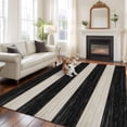 thumbnail image 2 of Black White Striped Area Rugs 5'x8', Washable Small Throw Rugs for Classroom Bedroom, Farmhouse Vintage Shabby Chic Wood Grain Indoor Outdoor Rug Non-Slip Low Pile Carpet Runner Reversible Floor Mats, 2 of 8