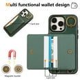 thumbnail image 4 of for iPhone 16 Pro Max Wallet Case with Card Slots, Hand Wrist Strap Rotate Ring Design, Finger Grip Ring PU Leather Magnetic Button Shockproof Purse Phone Cover for iPhone 16 Pro Max, Green, 4 of 7