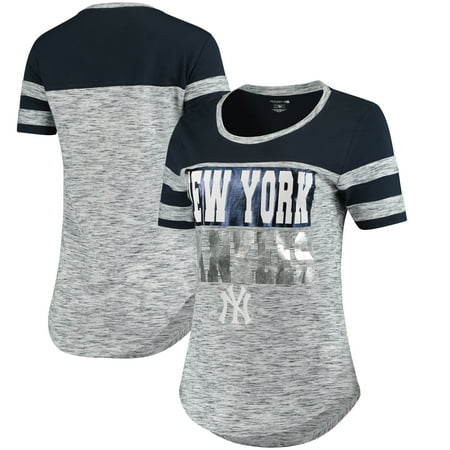 UPC 190845945922 product image for New York Yankees 5th & Ocean by New Era Women's Space Dye Crew T-Shirt - Navy | upcitemdb.com