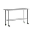 thumbnail image 2 of Flash Furniture Portable Prep and Work Table with NSF Certified 18 Gauge Stainless Steel Top Shelf, Galvanized Steel Undershelf and 4 Casters with 2 Locking, 2 of 9