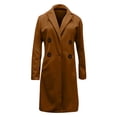 thumbnail image 5 of Womens Notched Lapel Collar Double Breasted Pea Coat Winter Wool Blend Over Coats Long Jackets Camel M, 5 of 5