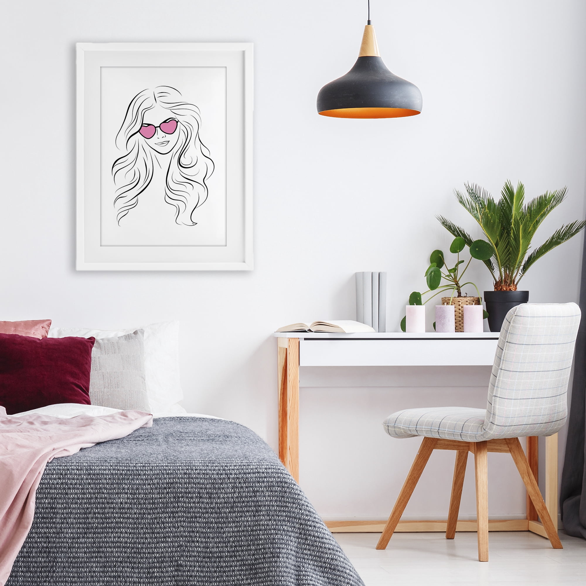 Stupell Industries Leila Pink Heart Sunglasses White Framed Print Under Glass, design by Martina Pavlova