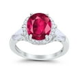 thumbnail image 2 of Vintage Oval & Baguette Engagement Ring Ruby CZ 925 Sterling Silver Size 5, 2 of 4