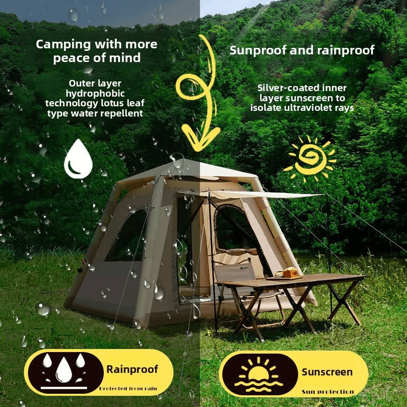 Luxury Fully Automatic Inflatable Tent Quick Opening Outdoor Camping Tent Folding Portable Sun protection Rainproof Picnic Tent
