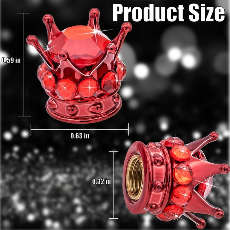 4 Pack Universal Diamond Glitter Valve Caps With Rhinestones For Car Tyres Beautiful And Durable Valve Caps For Car Motorcycle Truck (Red