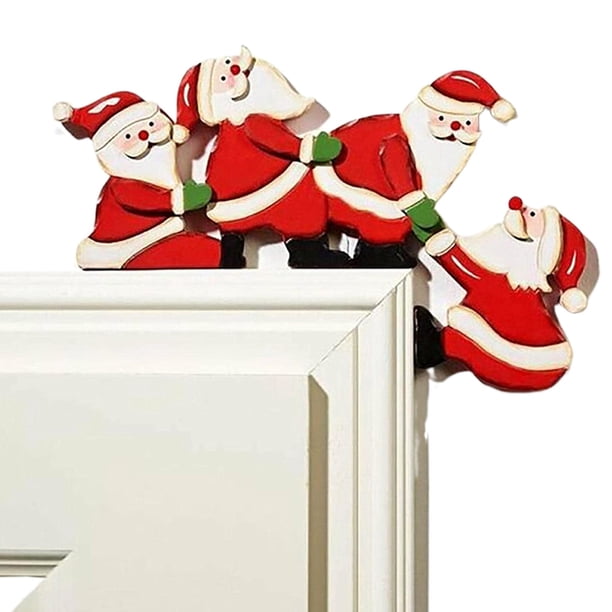 Christmas Door Frame Decoration Santa Claus Wooden Ornament Elk Xmas Decor
