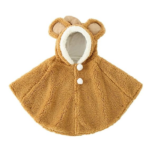 Tao Tao Baby Boys Girl Wear Wool Hoodie Cape Poncho Coat Spring Autumn Winter Car Seat Jacket Outwear Cute Cloak Jacket Khaki Free Size