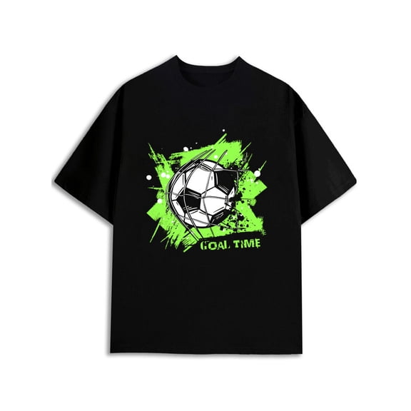 Greenink Soccer Goal Time Tee Mens FIFA World Cup black Everyday and weekend wear Must-have for football fans Basic Unisex Shirt Graphic tshirts