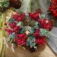 thumbnail image 6 of Christmas Candle Ring Garland, Holiday Table Centerpiece Decor, Artificial Eucalyptus Leaves Pine Cones Red Berries, Lightweight Durable Plastic Winter Decoration, 6 of 6