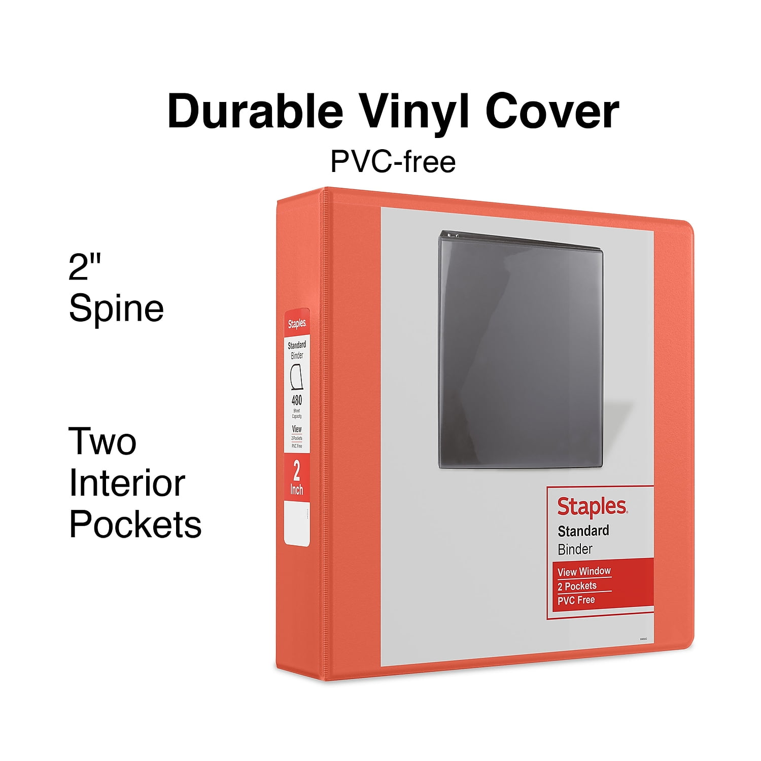 Staples 82617 Standard 1/2-Inch 3-Ring View Binder Orange (26430 - View #8