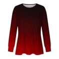 thumbnail image 4 of RXIRUCGD Hauts Décontractés Mode Femme Col Rond Plissé Manches Longues, Vin, Taille : S, 4 of 5