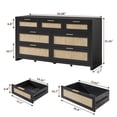 thumbnail image 6 of SICOTAS 56.88" Wide 7 Drawer Tall Dressers Set of 2, Boho Dresser with Oversized Storage Space Rattan Dressers & Chests of Drawer Engineered Wooden Dressers for Bedroom,Black Oak, 6 of 9