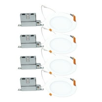 HLBPH 6 in. Canless LED Downlight with Smooth Lens. Selectable 5CCT 1000 Lumens 4-Pack