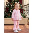 thumbnail image 4 of Cjfdfy Toddler Baby Girls Christmas Outfit Long Sleeve Plaid Tops With Bell Bottom 2 Piece Set Cute Santa Claus Christmas Tree Embroidery Christmas Fall Winter Clothes, 4 of 7