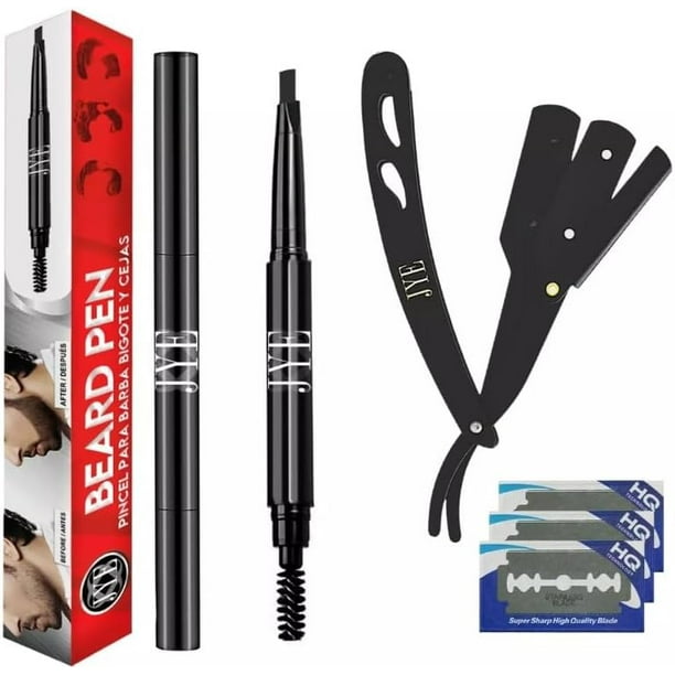 Pincel para rellenar barba + Porta Navaja Barber. Pincel color negro a prueba de agua y de larga duración. Fácil de aplicar. Kit que incluye Porta Navaja para acabado perfecto